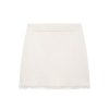 Hairy bow decoration short sleeved knitted top+knitted short skirt