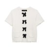 Hairy bow decoration short sleeved knitted top+knitted short skirt